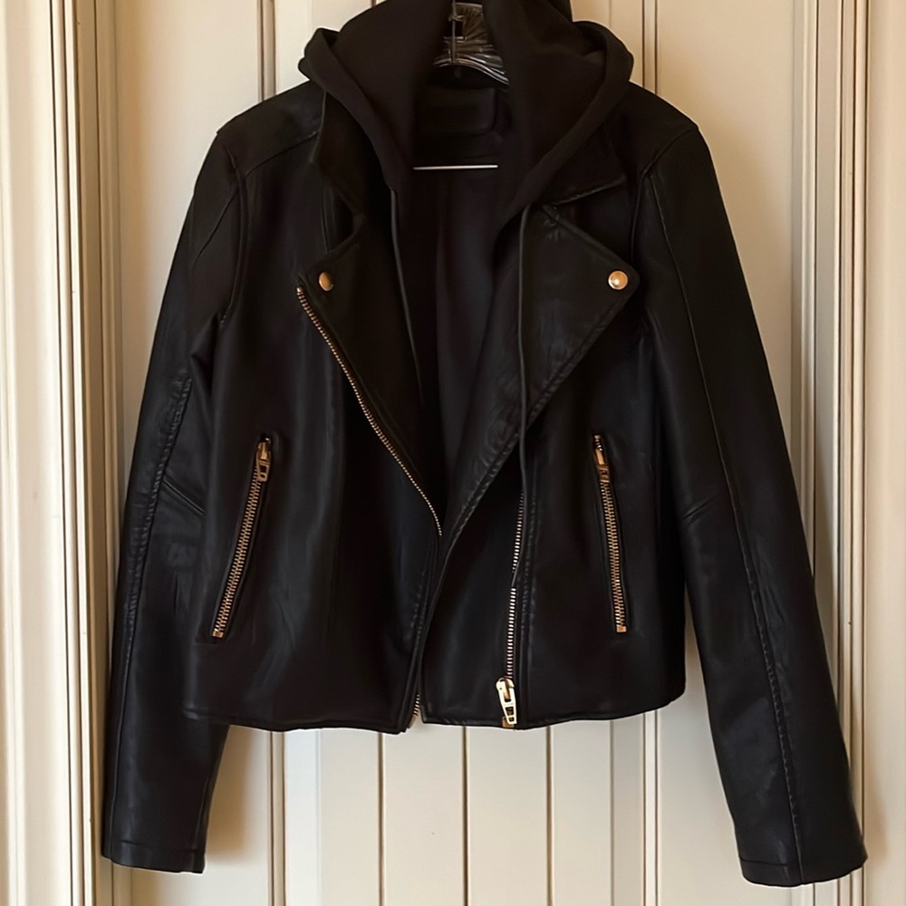 BlankNYC Faux Leather Hooded Jacket